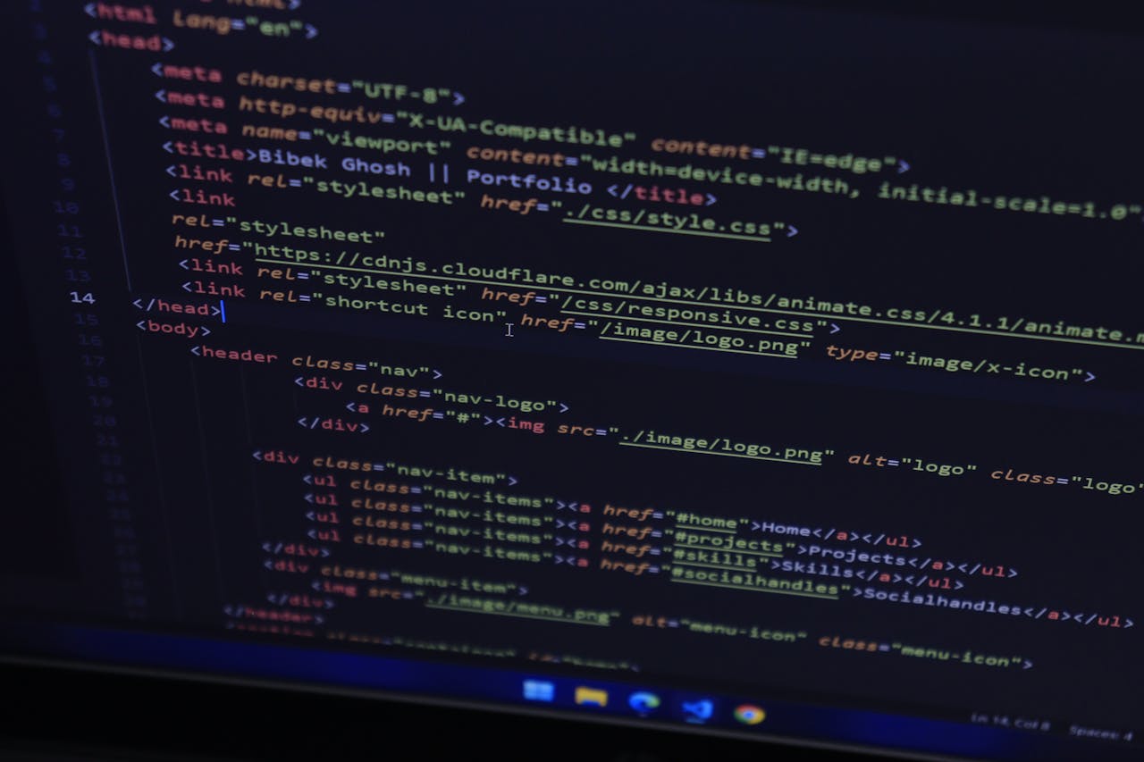 Services High-resolution close-up of HTML code displayed on a computer screen, perfect for technology themes.